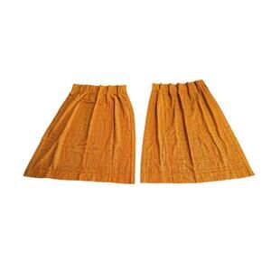 2 Panels Vintage Mid-century 1960s 1970s Open Weave Drapes Curtains Orange MCM F